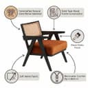 Kingsman Furnitures ABEL Rattan Teak Wood Accent Arm Chair for Home Bedroom, Living, Dining, Drawing Room | Ultra Soft and Comfortable for Stress Free | Removable Cushion (Black-Burnt-Orange-Velvet) 2