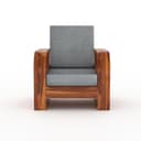 Sheesham Wooden 1 Seater Sofa for Living Room | Solid Wood Sofa | Rosewood Sofa Set for Home & Office | Lounge (Honey,Grey, 1 Seater) 3