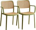INNOWIN VEDA Chair for Cafeteria | Arm Chair | Accent Chair for Living Room Home, Bedroom, Cafe and Hotels | 3- Year Warranty | Set of 2 | Plastic | Green 1