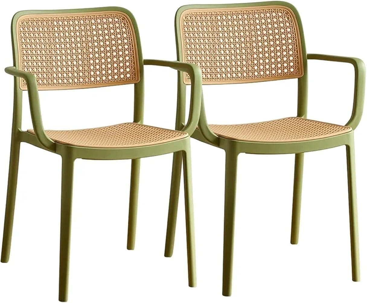 INNOWIN VEDA Chair for Cafeteria | Arm Chair | Accent Chair for Living Room Home, Bedroom, Cafe and Hotels | 3- Year Warranty | Set of 2 | Plastic | Green