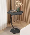 Owme Adjustable Table Stands Couch Side, Swivel TV Tray Table, C-Shaped End Table, Small Center Table for Home Office for Bedroom, Living Room | Closet with Dustproof Door (Marble Black, Flower) 4