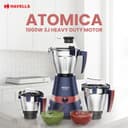 Havells Atomica 1000W 3 Jar Mixer Grinder | 3 Speed | Air Vent Tech | Stainless steel blade | Dark Blue and Brown color 2