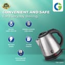 CG - EKSS18 SS 1.8 Ltr Electric Kettle 1350W with Dry Boil Protection, Auto Cut Off, Cool Touch Ergonomic Handle, Double Wall Insulation, 2 Yr Replacement Manufacturer Warranty - Black 3
