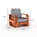 Sheesham Wooden 1 Seater Sofa for Living Room | Solid Wood Sofa | Rosewood Sofa Set for Home & Office | Lounge (Honey,Grey, 1 Seater) 2