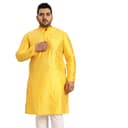 SOJANYA Plus (Since 1958), Men's Navy Blue Silk Blend Long Kurta with Multi Color Embroidery 1