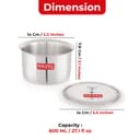 HAZEL Stainless Steel Patila with Lid Cooking Vessel, 800ml | Mirror Finish Cooking Pot | Durable Induction & Gas Compatible Bhagona/Tope for Boiling Milk, Tea, and Cooking | Silver 3