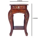 Wooden Stool Natural Wood Antique Look Side Table with Drawer for Living Room Brown 14 x 14 x 21 inch 2