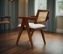 VeLivings Solid Sheesham Wood Arm Chair with Cushion and Cane Back Support Chair Living Room Bedroom Home Wooden Armchair Furniture Garden Balcony Outdoor & Indoor (Honey Brown) 3