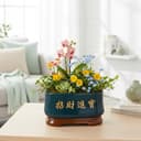 Xtore® Refined Oval Ceramic Planter with Decorative Stand | Artistic Bonsai Pot for Indoor Plants, Succulents, Tabletop Gardens & Elegant Home Décor (Deep Blue, Planter only) 1