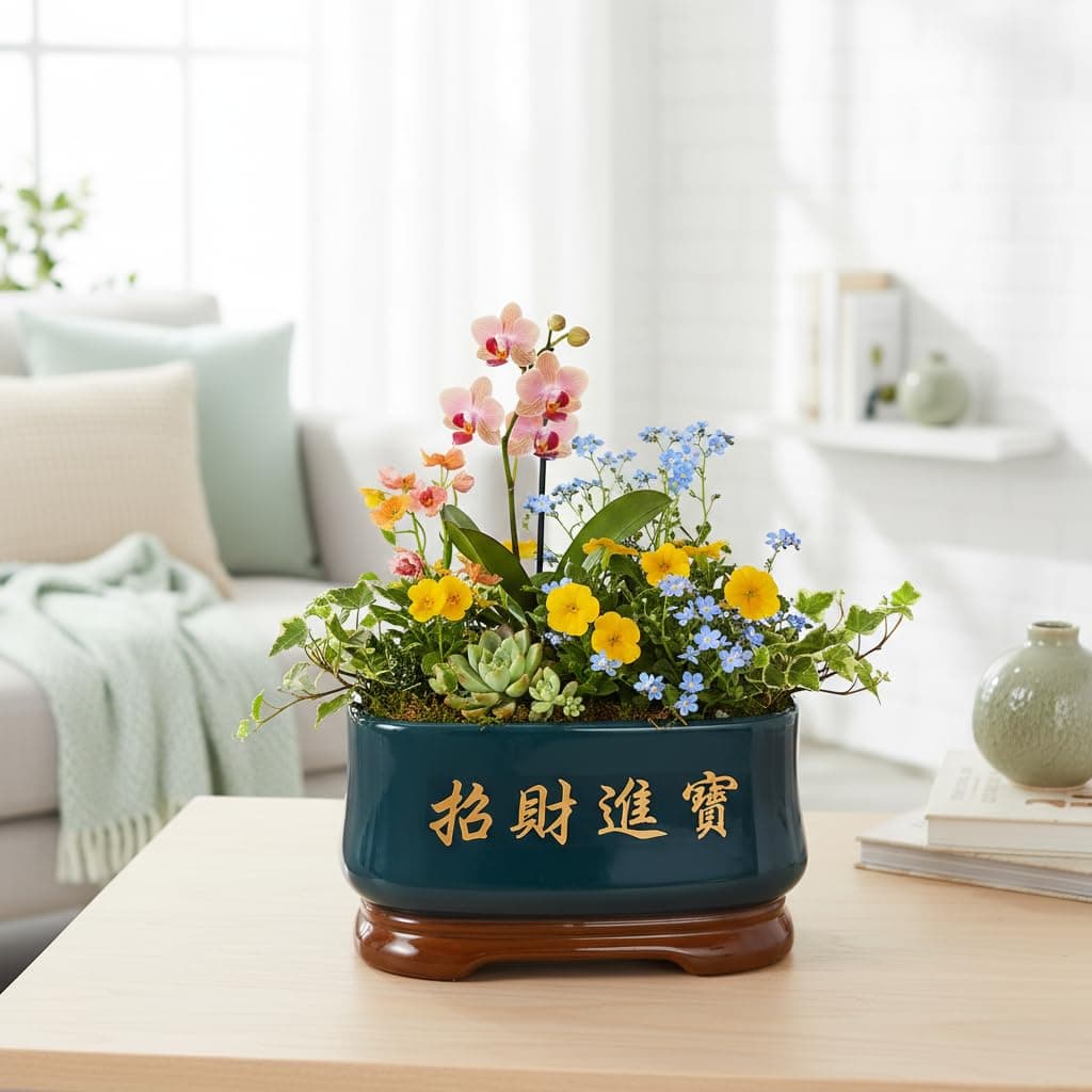 Xtore® Refined Oval Ceramic Planter with Decorative Stand | Artistic Bonsai Pot for Indoor Plants, Succulents, Tabletop Gardens & Elegant Home Décor (Deep Blue, Planter only)