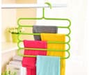 Pindia 1Pc 'S' Shape Plastic 5 Layer Pant Hanger, Cupboard Organiser Space Saving Hanger-Random Color 1