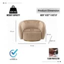 Kingsman Furnitures Brok Swivel Luxury Accent Arm Chair 360 Degree Rotatable Sofa for Home | Bedroom, Living & Drawing Room | Ultra Soft and Comfortable for Lounge (Beige Velvet, Non-Swivel) 2