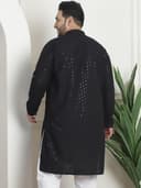 SOJANYA Plus(Since 1958) Men's Cotton Relaxed Fit Straight Radiant Elegance Sequinned Kurta for Navratri, Garba & Puja 4