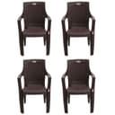 AVRO FURNITURE Plastic Chair with arm, Matt & Gloss Pattern Chair for Home,Living Room,Outdoor, Bedroom |Set of 4| Bearing Capacity Upto 150Kg | Strong & Sturdy,Brown 7756|1 Years Guarantee 1