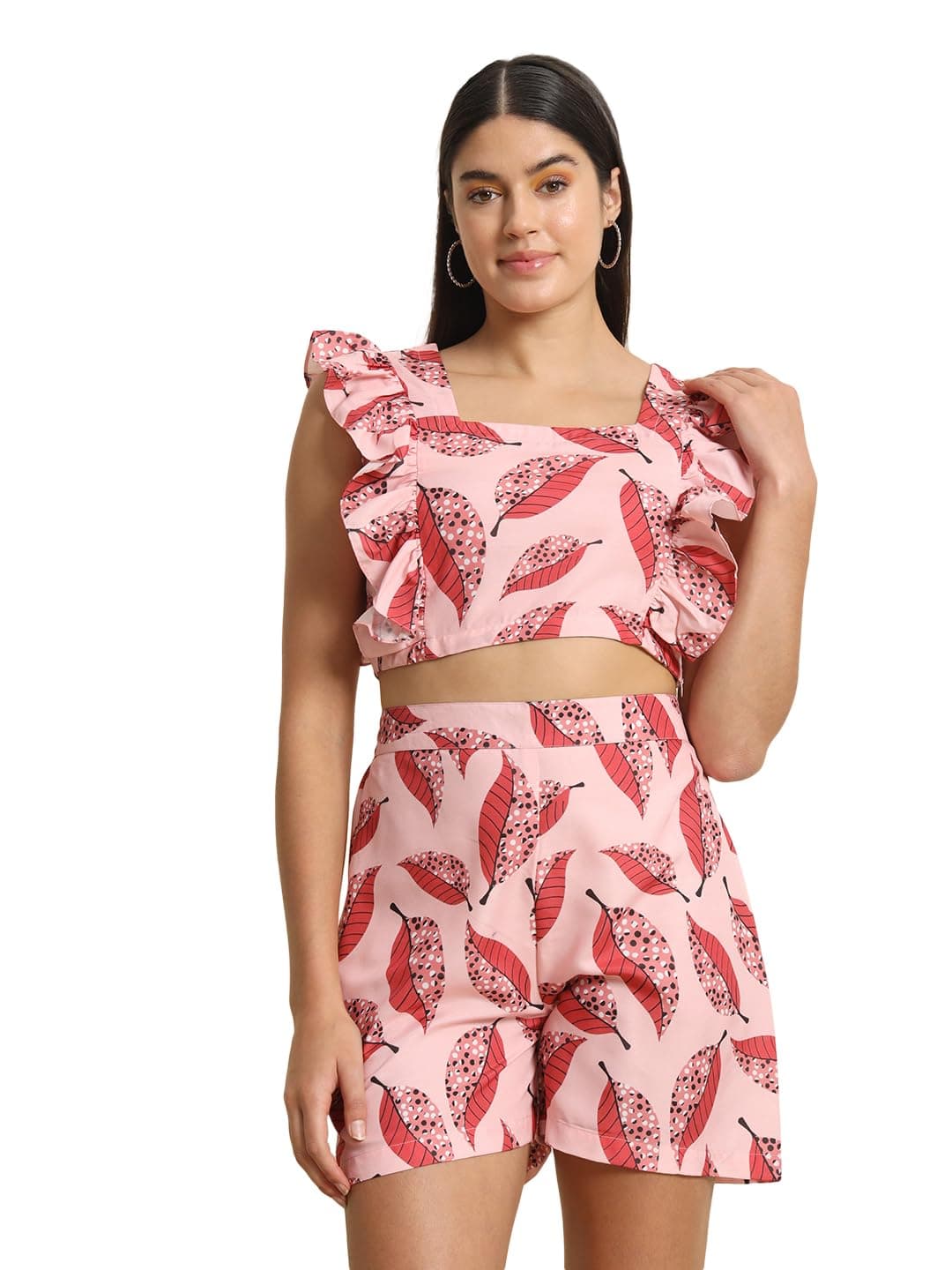 Womens 2-Piece Printed Coord Set | Crop Shrit & Skirt-Short Dress