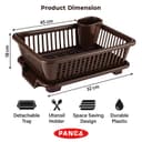 PANCA Plastic Kitchen Dish Rack Organizer with Drying Tray | Durable Utensil Drainer Basket for Plates, Bowls & Spoons | Countertop Storage Stand (Green & Brown, 45 x 32 x 18 cm) 2