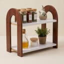 2-Tier Wooden Bookshelf Organizer for Desk, Tabletop Book Rack with Storage Shelves, Desktop Bookcase for Books, Study Room, Home & Office Organizer, Rustic Red-White (12 x 10 Inch) 5