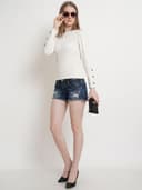 POPWINGS Casual Solid Puff Button Long Sleeves Top for Women || Summer Round Neck Stylish Western Top for Jeans 5