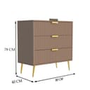 Wooden Chest of Drawers | Bedroom Storage Cabinet with 3 Drawers | Chest of Drawers for Clothes | Premium HDMR Wood & Iron Frame | Taupe & Gold Finish 2
