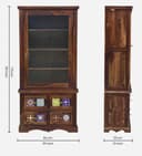 Solid Sheesham Wooden Bookshelf with Glass Door for Living Room, Multipurpose for Home Office Bed Room Study Kitchen, Solid Wood Bookcase Provincial Teak Finish 3
