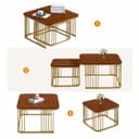 Square Nesting Table Set of 2 for Living Room, Room Decoration Item for Bedroom, Coffee & Side Table with Marble MDF White Top and Iron Base (Black & Brown) (L -51x48CM) (S-41X41CM) 3