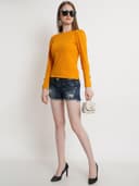 POPWINGS Casual Solid Puff Button Long Sleeves Top for Women || Summer Round Neck Stylish Western Top for Jeans 5