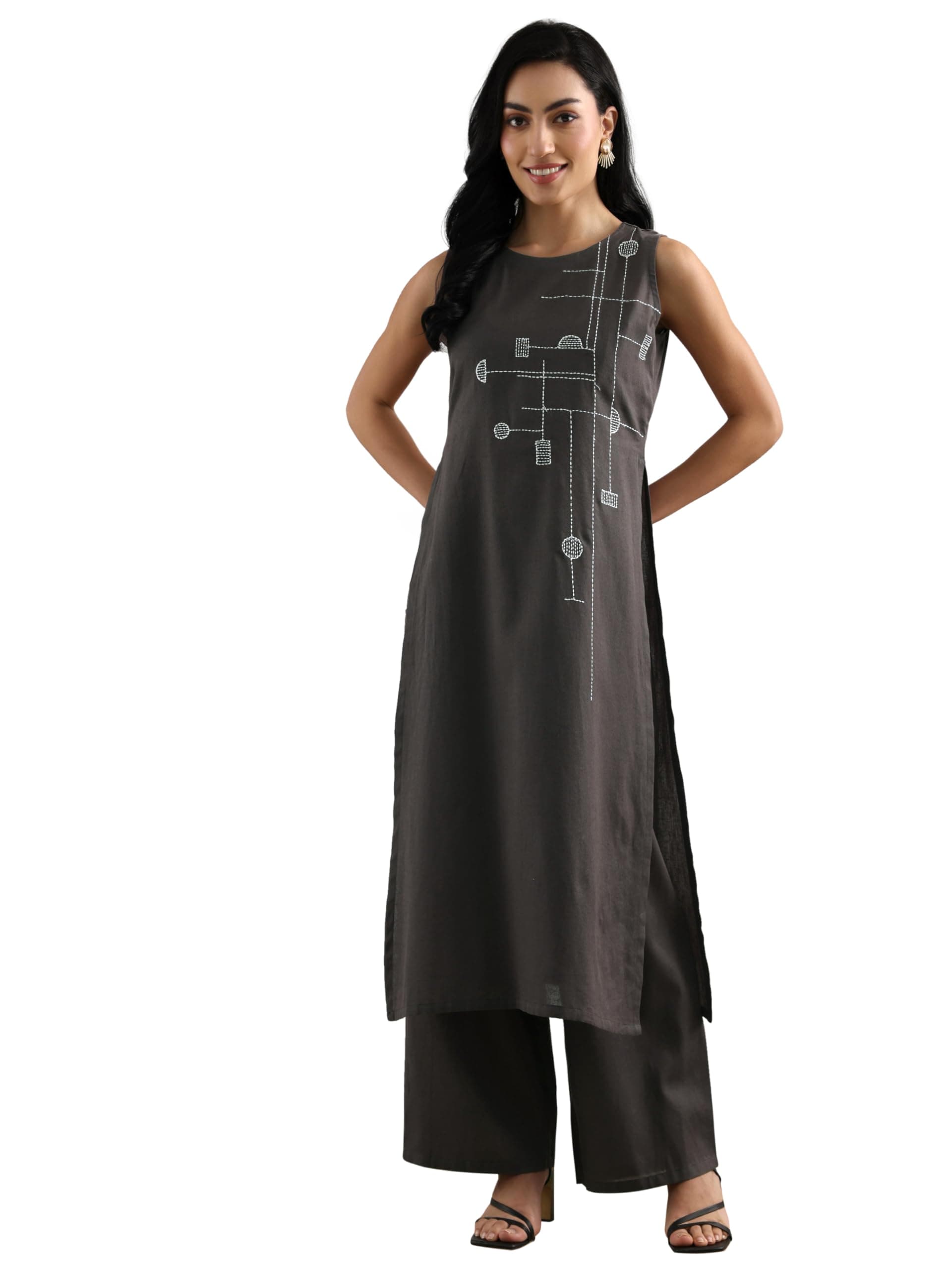 Gerua By Libas Embroidered Cotton Straight Kurta With Palazzo