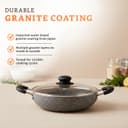 Amazon Solimo Non-Stick Kadai with Glass Lid | Granite Finish | Induction Base | PFOA Free | High Temperature Resistant Exterior Coating | 22 cm | Grey 2