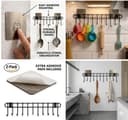 Wall Mounted Kitchen Utensil Hanger with Adhesive Hooks | Heavy Duty Metal Spoon & Ladle Holder Rack | No Drilling Kitchen Organizer for Cooking Tools, Cups & Accessories (Black) 5