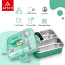 ATTRO Meal Box 2 Layer Stainless Steel Lunch Box Comes with 1 Detachable Tray, 1 Small Container & 1 Spoon Ideal for Kids BPA Free 1120ml+70ml- Sea Green 3