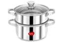 Pigeon By Stovekraft Steel X Steamer Stainless Steel Induction Base, Modak Maker/Momo Maker, Dual Compartment With Glass Lid, 4.6L Capacity, Silver, 4.6 litres 1