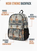 NISHI - Water Resistant Backpack with Bottle Compartment | Lightweight Travel & School Bag for Men, Women & College Students | Trendy Laptop Backpack for Daily Use 13 3