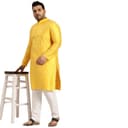SOJANYA Plus (Since 1958), Men's Navy Blue Silk Blend Long Kurta with Multi Color Embroidery 5