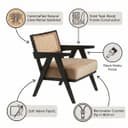 Kingsman Furnitures ABEL Rattan Teak Wood Accent Arm Chair for Home Bedroom, Living, Dining, Drawing Room | Ultra Soft and Comfortable for Stress Free | Removable Cushion (Black-Beige-Velvet) 2