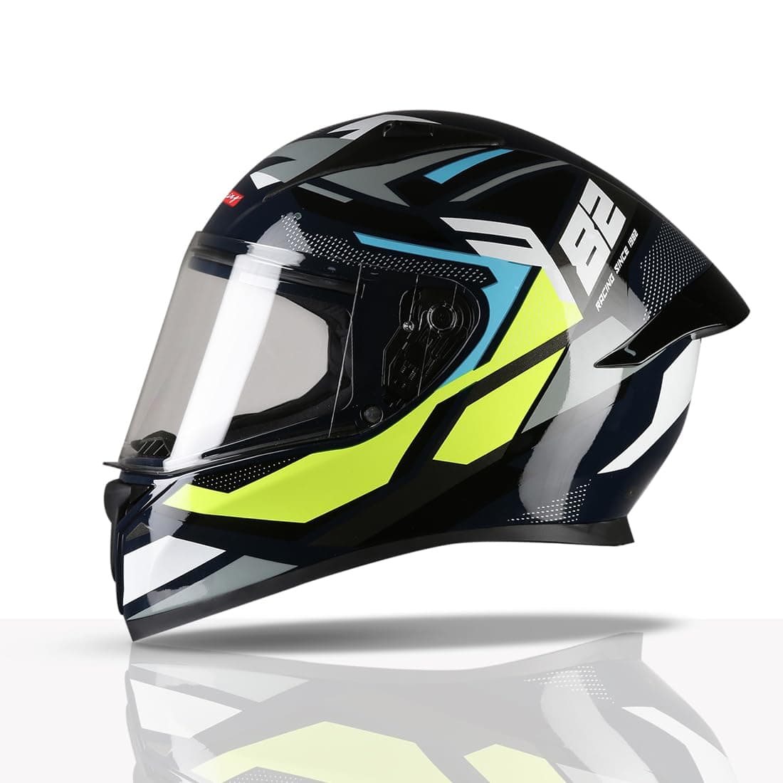TVS Racing Titan Series Full Face Helmet for Men | Premium Bike Helmets with ABS Shell, UV Paint | Quick Release System | Aerodynamic Design | DOT & ISI Certified