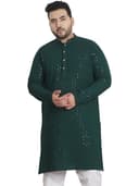 SOJANYA Plus(Since 1958) Men's Cotton Relaxed Fit Straight Radiant Elegance Sequinned Kurta for Navratri, Garba & Puja 1