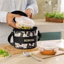 Borosil Nostalgia Borosilicate Glass Lunchbox with Bag | 2 pc Round Container Set (320 ml Each) | Microwave & Dishwasher Safe, Leakproof | Tiffin for Office, School, College | Vertical 5