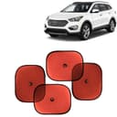 KINGSWAY Car Window Curtain Sticky Sun Shades Compatible with Hyundai Santa Fe, (Year 2017-2020), Universal Fit Sunshades for Side Window, Rear Window, Red Color, 4 Pieces 1