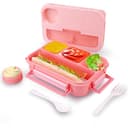 ATTRO Proton 4 Compartment Lunch Box with Small Container & Spook, Fork Included Snap Lock Design Leak-Proof BPA Free Food Grade-1550ml Peach 1