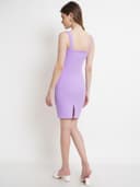 POPWINGS Causal Solid Back Slit and Strap Knee-Length Bodycon Dress for Women | Bodycon Dress for Women Summer Western Bodycon Dresses for Women 3
