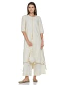 BIBA Women Cotton Asymmetric Embroidered Suit Set 1