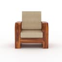 Sheesham Wooden 1 Seater Sofa for Living Room | Solid Wood Sofa | Rosewood Sofa Set for Home & Office | Lounge (Honey,Beige, 1 Seater) 4
