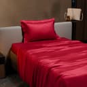 Stoa Paris 300 TC Satin Bedsheet Single Bed with Pillow Covers, Premium Ultra Satin Bedding Set, Gifts for Women, Couples, Wedding, Bedroom Home Furnishing, Date Night Collection - Flirty Red 3