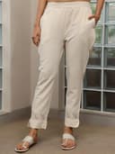 Libas Off White Solid Cotton Trouses for Women | Ethnic wear | Occasion Outfit 2
