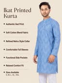 Studio Shringaar Men's Cotton Blend Relaxed Fit Ikat Printed Knee Length Kurta 2