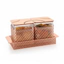 PEARLPET Fiesta Air-Tight Dry Fruit Container Tray Set With Lid & Serving Tray, Gift Set, 500 ml (RoseGold-2pcs) 1