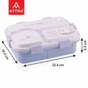 ATTRO Smiley Bite Plastic Lunch Box – 3 Compartment Bento Tiffin, Leak-Proof & Durable, Plastic Spoon, Ideal for Kids, School, Picnic– 1220ml+200ml, Purple 4