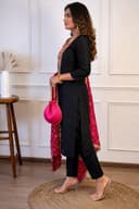 Women Rayon Slub Kurti Pant Dupatta Set Stylish Ethnic Three Piece Suit Comfortable Festive Casual Dress Collection 4
