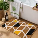 Roseate Mosaic Super Soft (40x60 cm) Microfibre 2000 GSM Bath Mat Super Absorbent Anti-Skid Door Mats for Home/Bathroom Mat/Bedroom/Kitchen/Floor Mat (Beige) Pack of 1 3