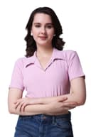 POPWINGS Women Casual Black Solid Collar Crop Top 1